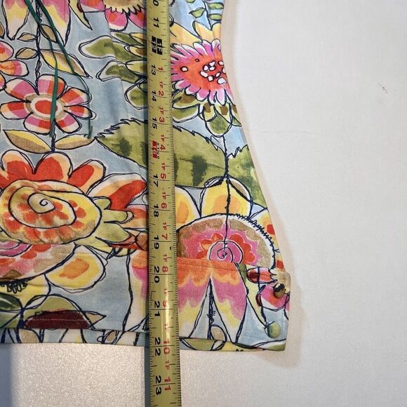 Oilily Top Women’s L Floral Multicolor Sleeveless Abstract Art To Wear Coquette - Picture 7 of 8